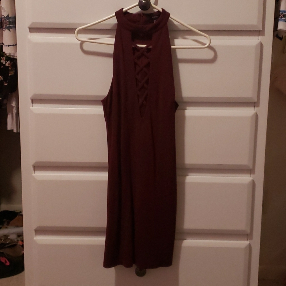 Maroon cutout mini dress
